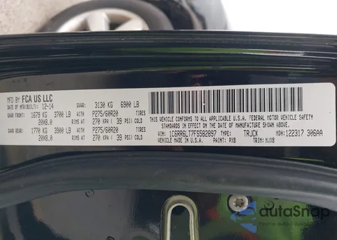 2015 Ram 1500 Lone Star z USA, uszkodzony, nr VIN 1C6RR6LT7FS582897